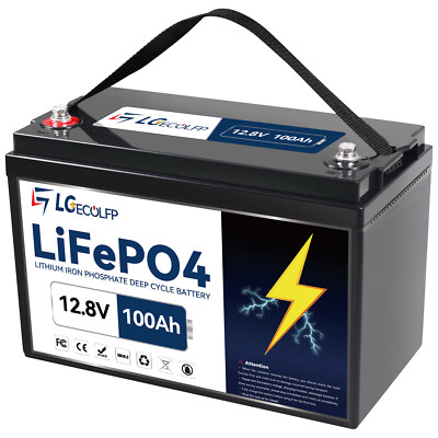 LGE 12V Lithium Battery 100Ah LiFePO4 Deep Cycle Solar RV Off-grid Random color