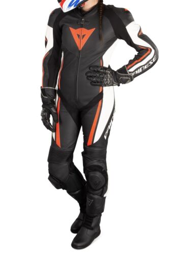 Dainese Assen Women's Size 46 Full Suit Perforated Leather Black 