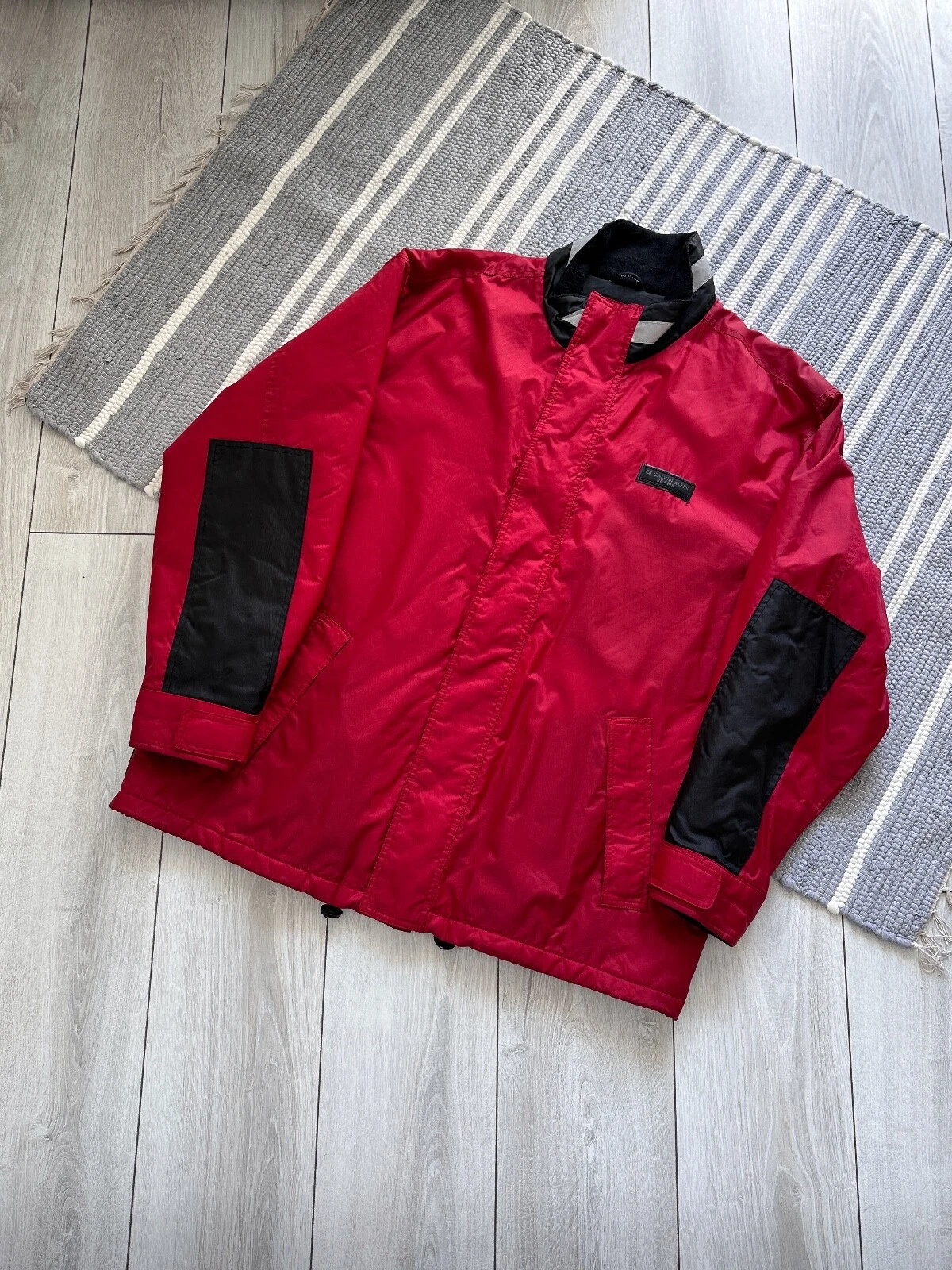 Vintage Calvin Klein Jeans Red Windbreaker Nylon Jacket Size L Mens