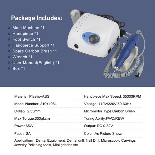 Strong 210 105L 65W 35000RPM Electric Nail Drill Machine Nail File Polishing