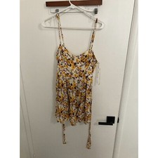 Forever 21 Women's Floral Mini Sun Dress, White/Yellow, Medium