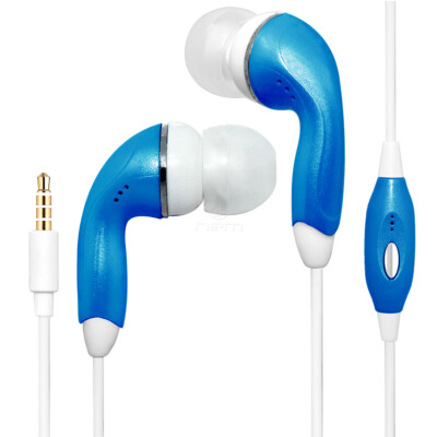 Blue Color Stereo 3.5mm Audio Handsfree Earphones Headset Earbuds with Mic. For