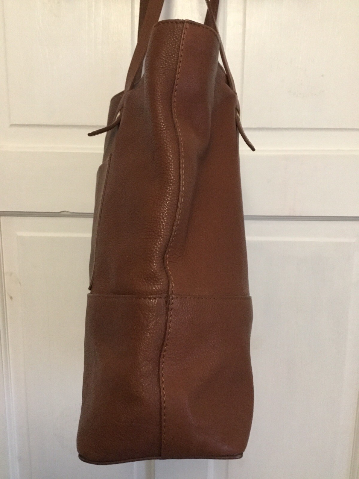 John Lewis tan leather tote bag VGC eBay