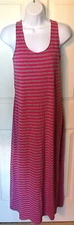 Just Love pink gray striped soft knit sleeveless maxi dress size Small Summer