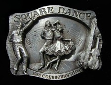 VINTAGE 1988 SQUARE DANCE COMMEMORATIVE BELT BUCKLE 233/5000 PEWTER US MADE