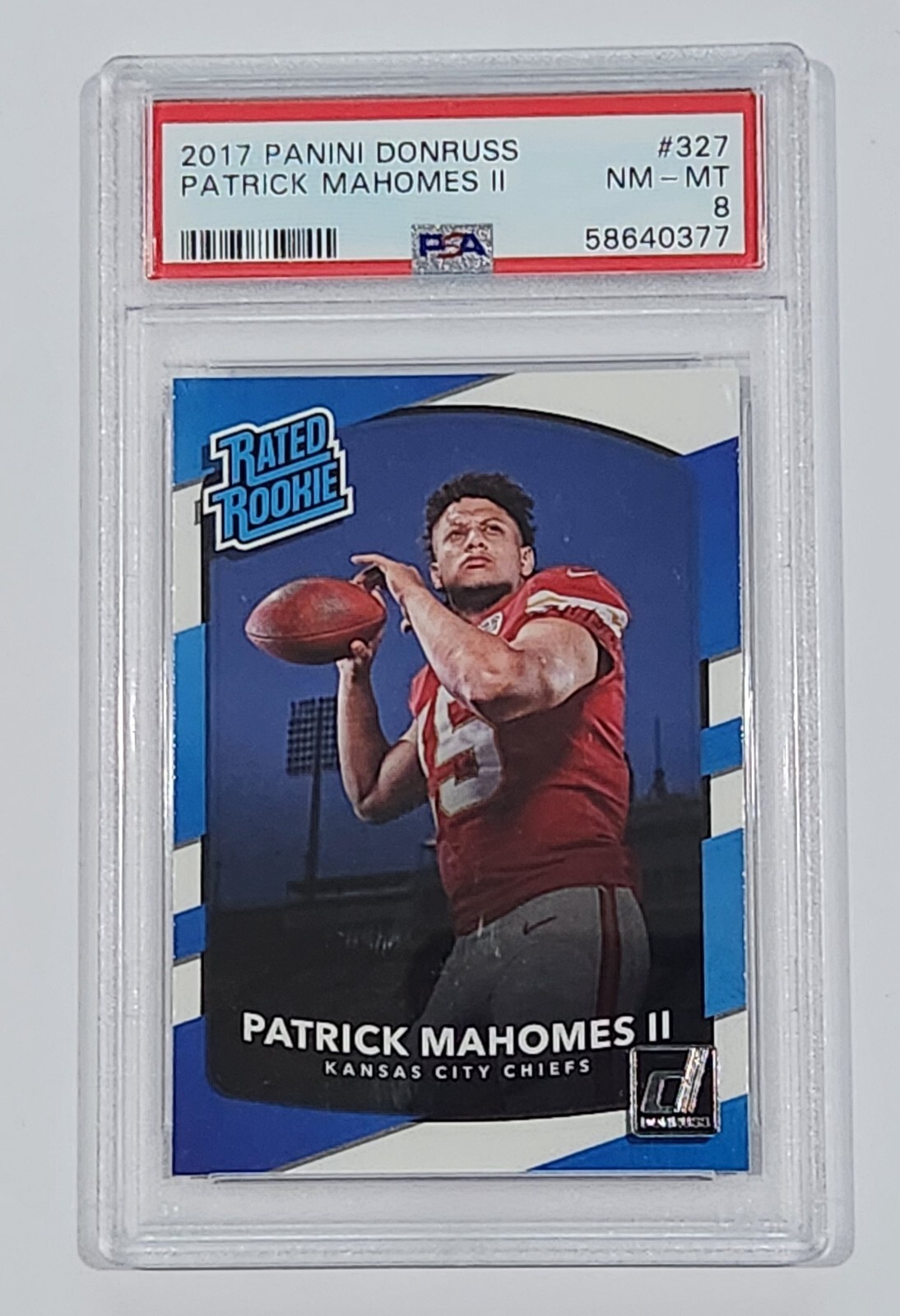 2017 Panini Donruss PATRICK MAHOMES II RC Rated ROOKIE #327 Graded PSA 8