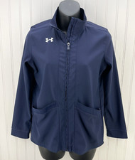 UNDER ARMOUR Girls Youth Warm Up Pregame Woven Full Zip Jacket Navy YLG Large