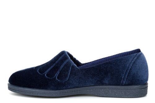 Zapatillas de ajuste ancho para mujer Zapatillas sin cordones Suela de goma cosida con abanico Azul marino - Imagen 5 de 6