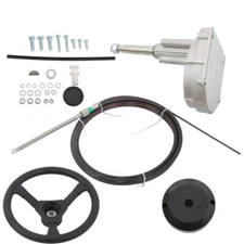 Boat Rotary Steering System Outboard Kit 10FT-17FT Boat Cable With 12.4" Wheel