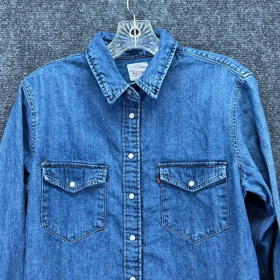 Levi’s Men’s Western Denim Blue Pearl Snap Long Sleeve Shirt Cowboy Size M - Image 4 of 4