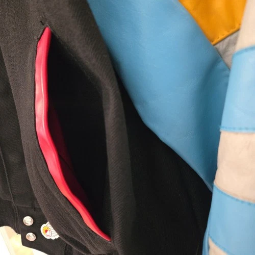 90s VTG JEFF HAMILTON Road Runner Wile E. Coyote Leather Varsity Jacket Men M image 4