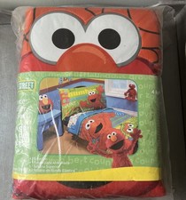 New Sesame Street 4 Piece Toddler Bed Set 2015 Elmo Quilt, 2 Sheets, Pillowcase