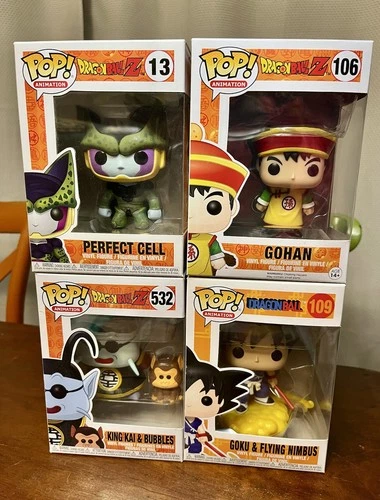 Lot Of 4 Funko Pop! Vinyl: Dragon Ball-King Kai & Bubbles #532, & #106,#13,#109