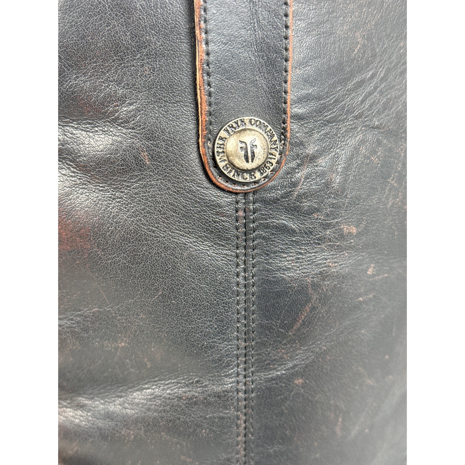 Frye Melissa Double Sole Button Lug Tall Boot Womens 6.5 M Black Antique Leather image 9