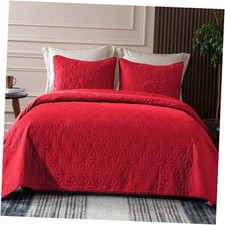 King Quilt Bedding Set, Soft Bedspreads Quilts King King 96"x104" Bright Red