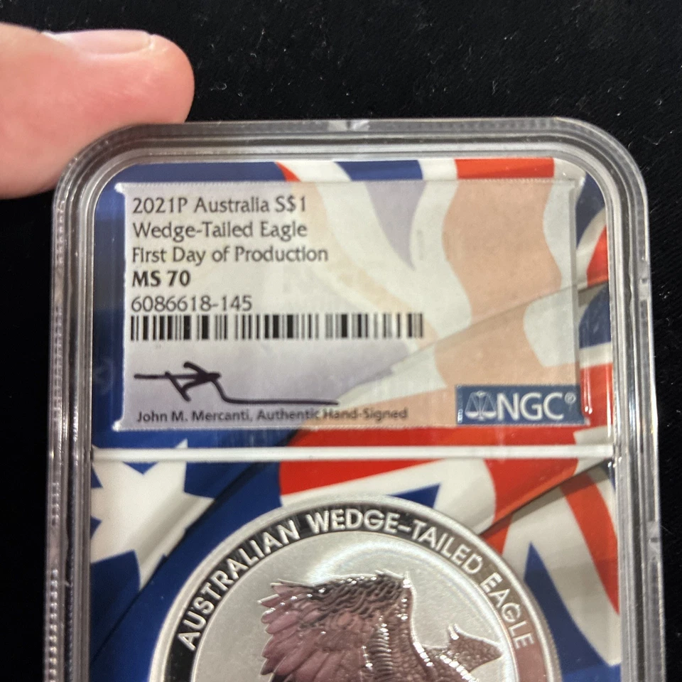 2021P AUSTRALIA S$1 WEDGE-TAILED EAGLE FIRST DAY OF PRODUCTION MS70 NGC COIN - Image 2 of 4