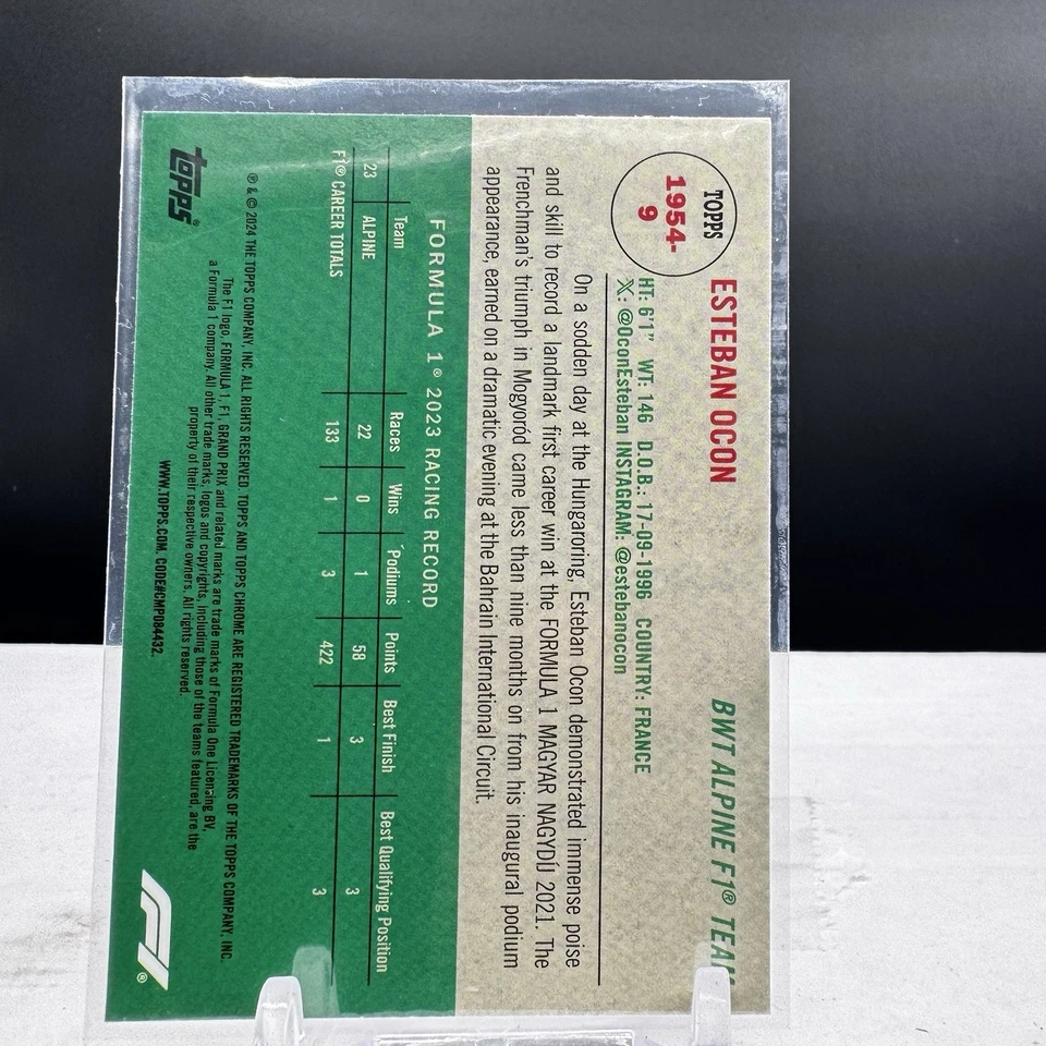 2024 Topps Chrome Formula 1 Esteban Ocon F1 Card #1954-9 - Image 2 of 2