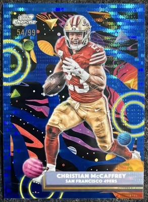 2025 Topps Cosmic Chrome Christian McCaffrey #86 Blue Moon Refractor 54/99 49ers