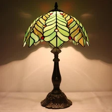 Tiffany Lamp Stained Glass Table Lamp Bedside Reading Light W12H19 Inches Bro...