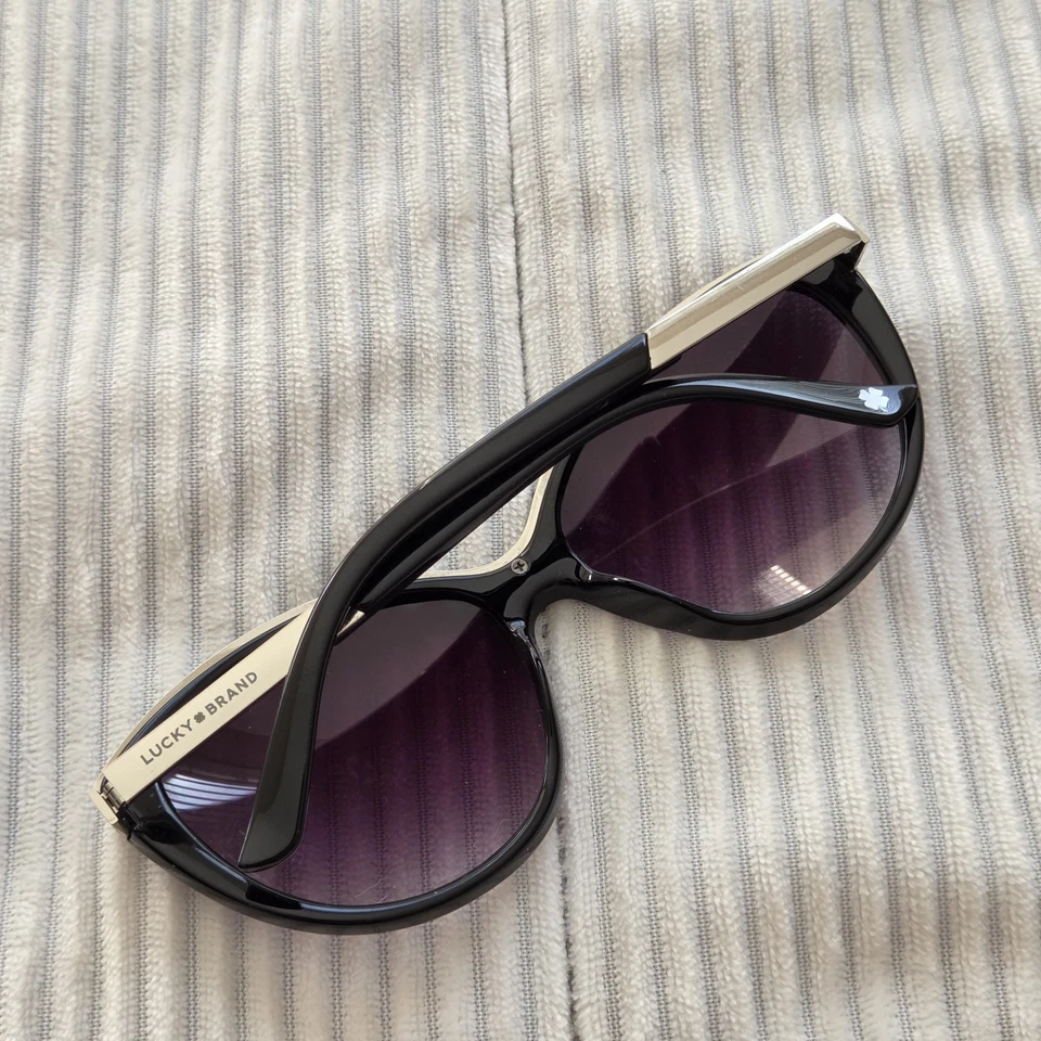 Lucky Brand ~ Topanga Sunglasses 53-20-141 Black Silver Frames Weekender Travel - Image 4 of 4