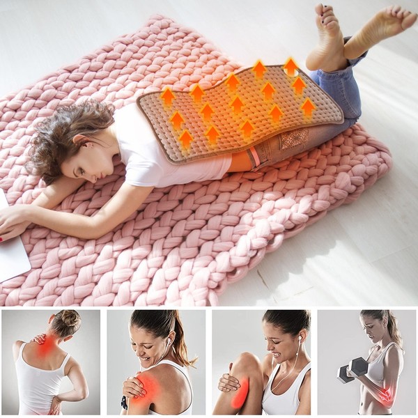 Almohadilla térmica - Almohadillas térmicas eléctricas para espalda, cuello, 10 ajustes de calor y calor húmedo