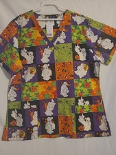 Womens Scrubs Size Large Halloween Print