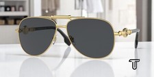 VERSACE VE2236 100287 Gold Dark Grey 59 mm Unisex Sunglasses