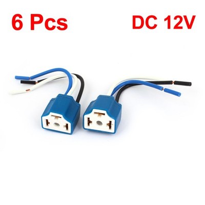 6 Pcs DC 12V H4 9003 Headlight Harness Socket Ceramic Extension Connector Wire