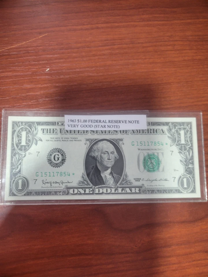 1963 $1 One Dollar Bill Star Note - G15117854* - Image 4 of 4