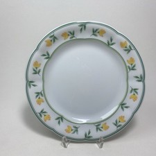 TCM Tchibo Geschirr Blumen Blüten gelb Rand grün Kuchenteller Teller 19,5 cm
