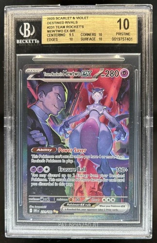2025 Pokemon Destined Rivals Team Rocket's Mewtwo ex #231/182 BGS 10