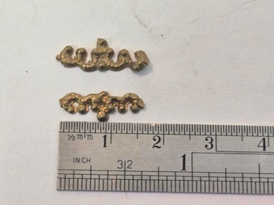 Ship Model Fittings Parts 2 Gilt Brass 16mm x 6mm Transom Hull Decor Flat back
