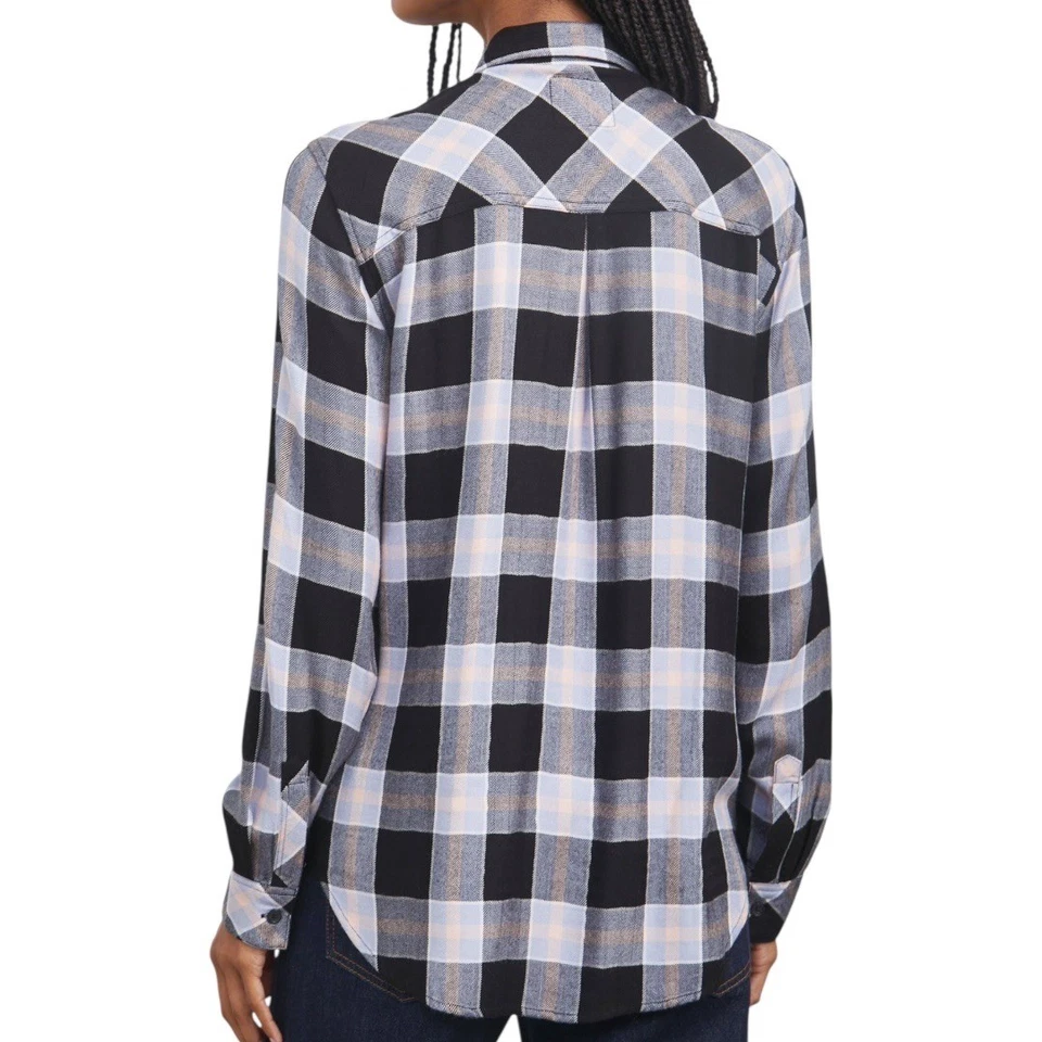 Rails Womens Hunter Plaid Button Down Shirt Onyx Periwinkle Blush Size Large - Image 2 of 4