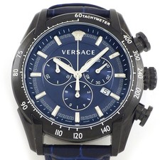 VERSACE Watch V-RAY VEDB00418 Sunray Blue Dial Stainless Steel Cowhide Quartz