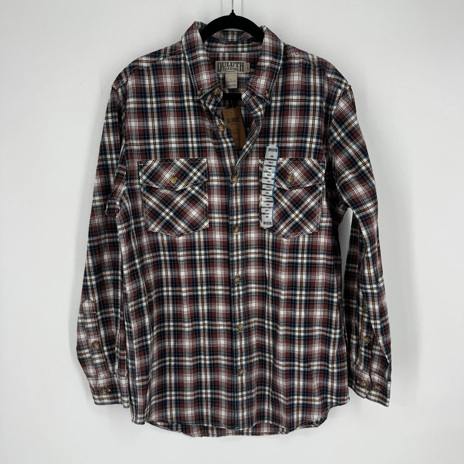 Duluth trading shirt mens large L check plaid free swingin outdoor hiking trail