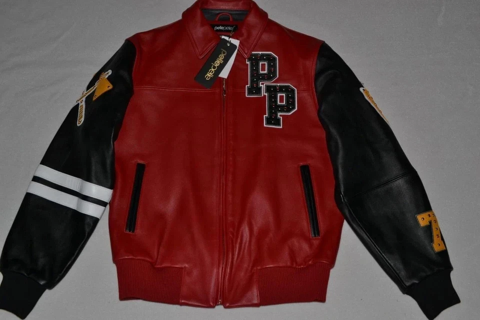 Jaqueta Masculina Pelle Pelle COURO Renegades PRETA VERMELHA NOVA Todos os Tamanhos - Imagem 2 de 4