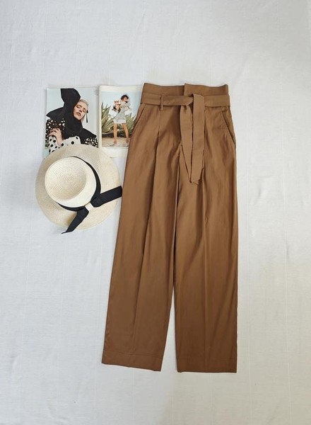 Women Cinque Trousers Brown Cotton S