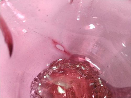 Antique Victorian Cranberry Crimped Glass Bowl Crystal Petal Feet 4" Circa 1890 - Picture 7 of 12