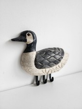 Handmade Wooden Duck Wall Hanging Cast Iron Keys Hook Holder Shabby Chic