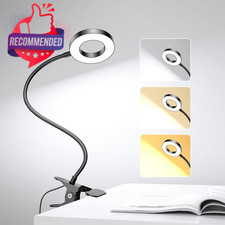 LED Desk Lamp Clip On Light with 3 Color Modes 10-15.75in Adjustable Black