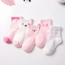 5 Pairs Cartoon Baby Socks Cute Cat Animal Soft Cotton Knit Baby Girl Kids Boy N
