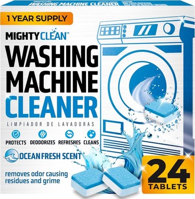 MIGHTY CLEAN Washing Machine Cleaner Tablets 24 Pack  1 Year Supply, Septic Safe