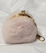 UGG Australia Fuzzy Pink Coin Key FOB Pouch w/ Gold color Clasp & Chain