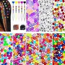 1200 Pieces Hair Beads Pony Beads for Braids Acrylic Rainbow Large Hole Lette...