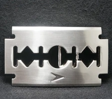 XA09136 *NOS* VINTAGE 1970s CUT-OUT ***RAZORBLADE*** FASHION UNISEX BELT BUCKLE