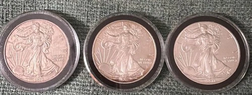 American Silver Eagles 1 oz .999 Uncirculated Lot of 3 (2-2008, 1-2011).