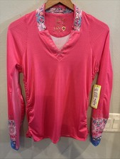 NWT Lucky in Love Long Sleeve LUV 50 Pink Top Tennis Pickleball Golf Size S