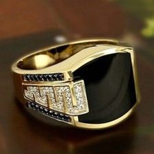 Sterling Silver Handmade Jewelry Black Men's Ring All Size Fashion Ring 2025