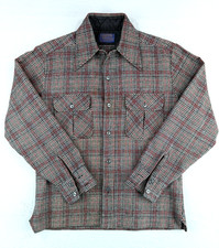 Vintage 70s 80s Pendleton Wool Shirt Jacket Mens Medium Made in USA Glen Plaid