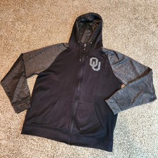 Colosseum Oklahoma Sooners OU Men's Black Full Zip Hoodie Jacket Size Large